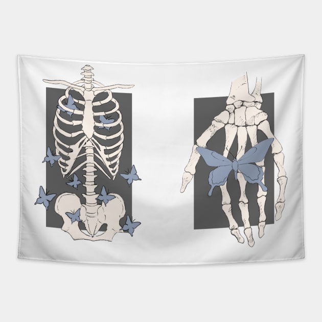 butterflies in the stomach and in the hand on both sides Tapestry by Hello Kitti Mix