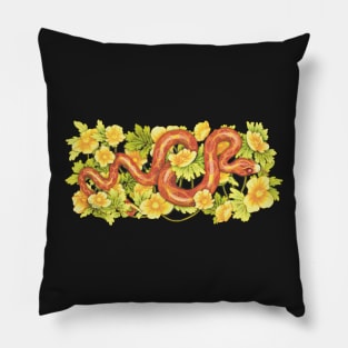 Corn Snake and Celadine Poppy Pillow