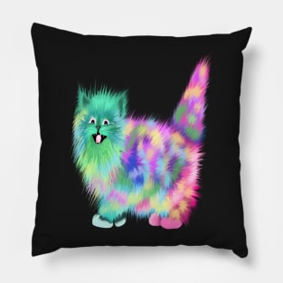 Funny Colorful Rainbow Acid Galaxy cat Pillow