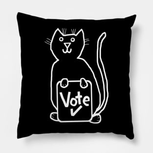 White Line Politics Cute Cat says Vote Pillow
