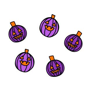 Purple Cartoon Jack o Lantern Pumpkins, made by EndlessEmporium T-Shirt