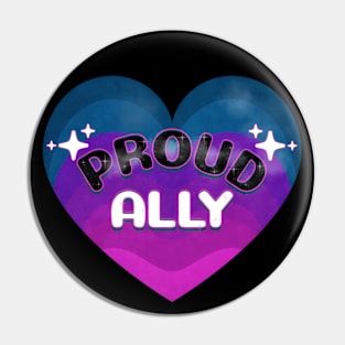 PRIDE Month Proud Ally Bi Pride Heart Pin