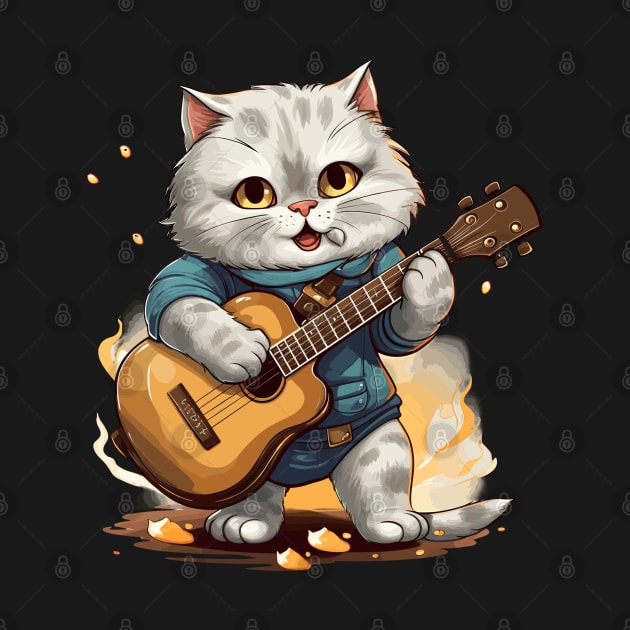 Scottish Fold Cat Playing Guitar by Graceful Designs