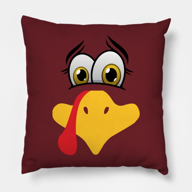 Concerned turkey face for Thanksgiving Pillow by RRLBuds