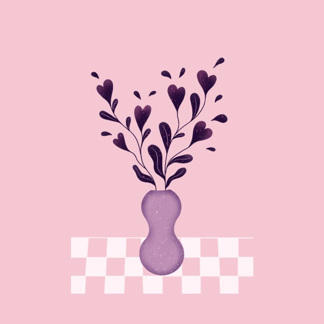 Heart-shaped flowers in vase illustration by WeirdyTales