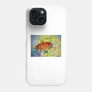 Butterfly Watercolor Painting, Painted Lady On A Daisy Phone Case