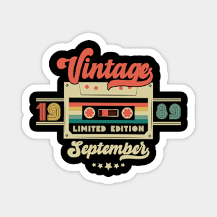 Vintage September 1989 Music Cassette - Limited Edition - 33 Years Old Birthday Gifts Magnet