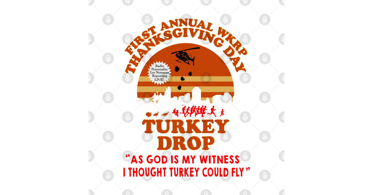WKRP Thanksgiving Day Turkey Drop Wkrp Sticker TeePublic