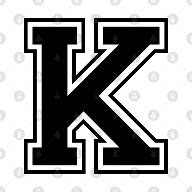 Initial Letter K - Varsity Style Design - Black text by Hotshots