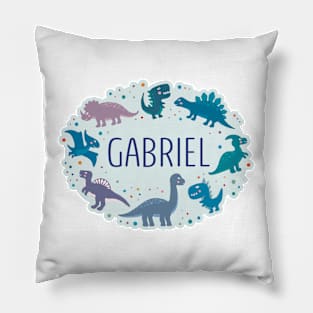 Gabriel name surrounded by dinosaurs Pillow