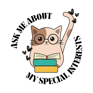 Cat with Books T-Shirt
