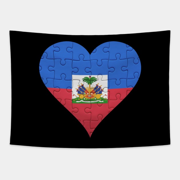 Haitian Jigsaw Puzzle Heart Design - Gift for Haitian With Haiti Roots Tapestry by Country Flags