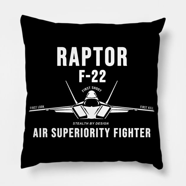 F-22 Raptor Multi-Role Fighter Stealth by Design Pillow by Cholzar