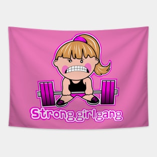 Fitness girl, weightlifting girl, gym girl, barbell girl Tapestry