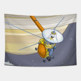 Cassini Spacecraft Illustration Tapestry