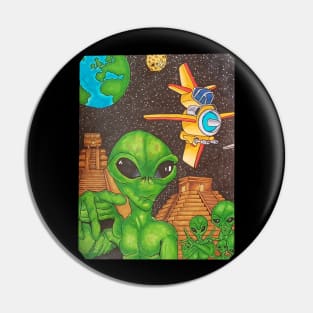 UFO Weird Alien World Pin