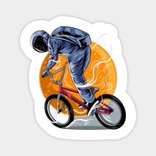 Astronaut riding bmx vector illustration artwork with moon isolated light color design Magnet