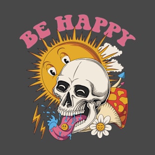 Skull happy psychedelic retro T-Shirt