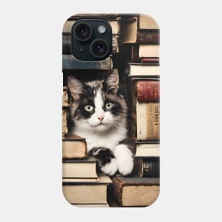 Cat and Books Phone Case