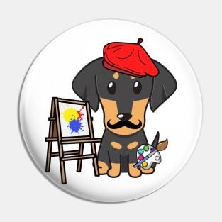 Funny dachshund is a painter Pin