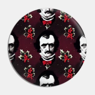 Edgar Allan Poe & Holly-Jolly Mistletoe Pin
