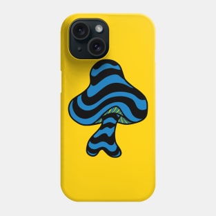 The Perfect Mushroom: Exotic Trippy Wavy Blue & Black Stripes Contour Lines with Green Underbelly Phone Case