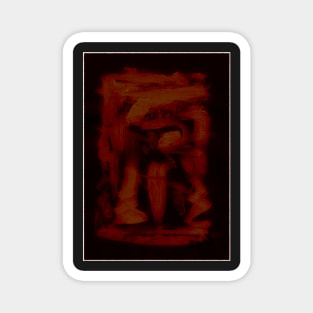 Dark Red Orange On Black Abstraction Magnet