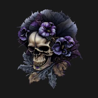 Skull Purple Flowers T-Shirt