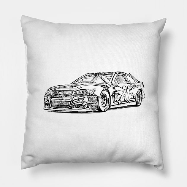 Chevy 24 Super Dew Racing Wireframe Pillow by Auto-Prints