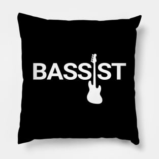 Bassist Bass Guitar Silhouette Dark Theme Pillow
