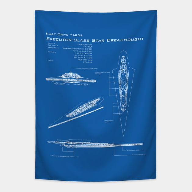 Executor Super Star Destroyer Blueprint Tapestry by patrickkingart