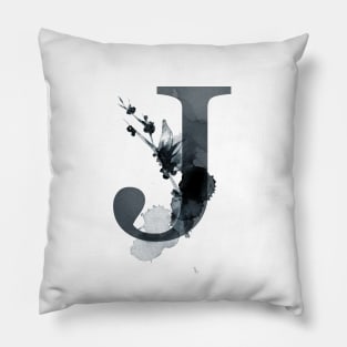 Floral Monogram J Dark Herbs And Flora Pillow