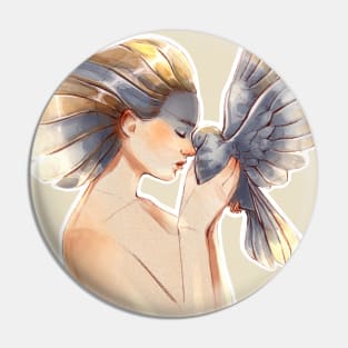Woman with dove Pin
