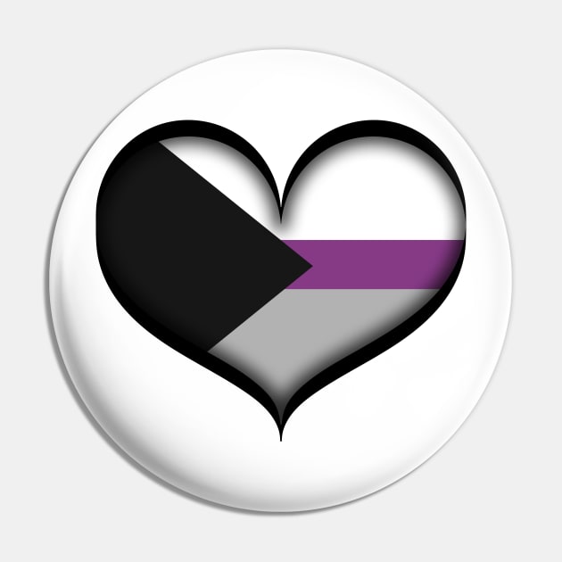 Large Vector Heart in Demisexual Pride Flag Colors Pin by LiveLoudGraphics