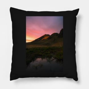 Magical Colorful Sunset in the Icelandic Mountains Pillow