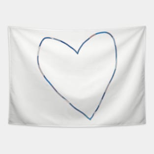 Aqua Blue Heart Minimal Line Tapestry