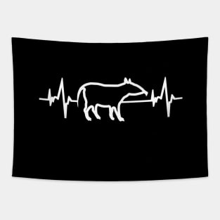 crazy tapir heartbeat animal ECG design Tapestry