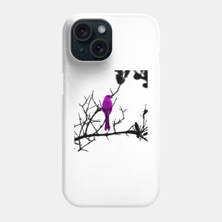 Purple bird on a black tree Phone Case