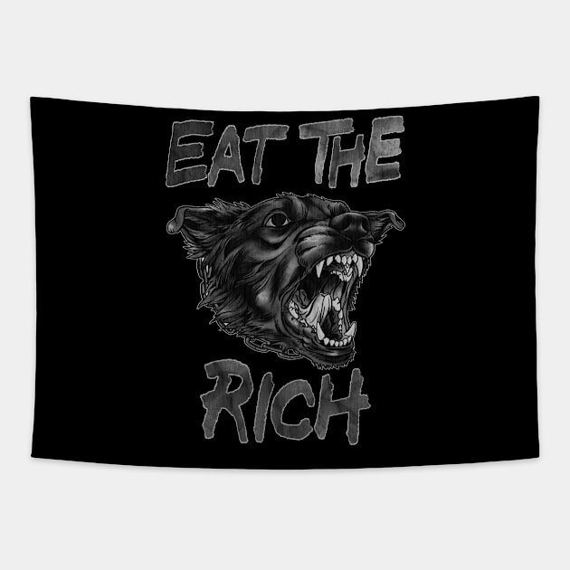 EAT THE RICH B&W Tapestry by Crude Casey