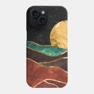 Gold landscape with moon #1 Phone Case