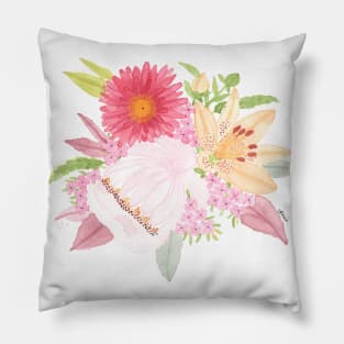 Trio of Pastel Flowers Pillow