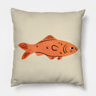 Fish Painting Hand Drawn Pillow