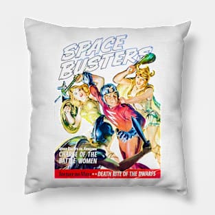 Battle Women Space Mars  Retro Busters Cover 1952 Vintage Comic Pillow