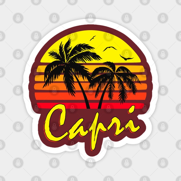 Capri Italy Retro Sunset Magnet by Nerd_art