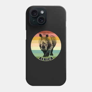 White Rhino Full Figure on Vintage Retro Africa Sunset Phone Case