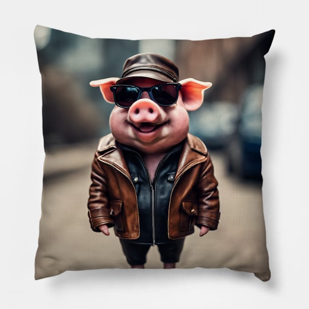 Funny pig Pillow by helintonandruw