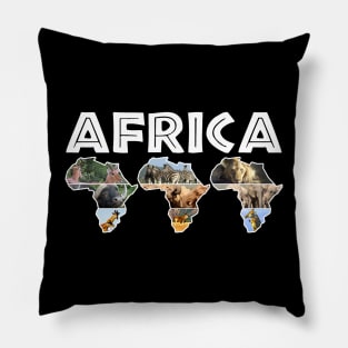 African Wildlife Continent Collage Trio Pillow