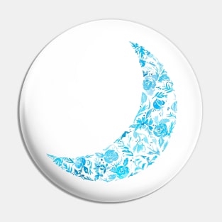 blue floral moon Pin