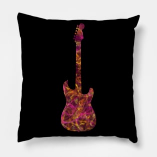Pink on Yellow Flame Guitar Silhouette Pillow