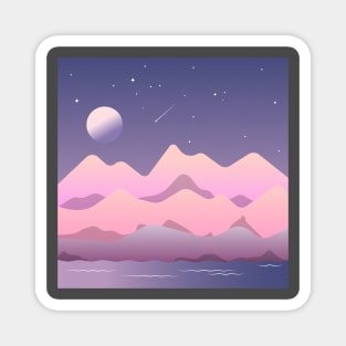 Mountain view and sky design Magnet